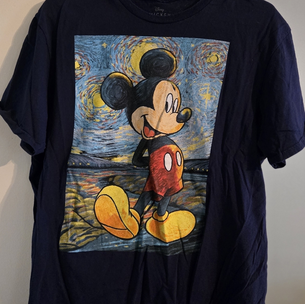 MENS LARGE Disney Navy Mickey Mouse Tee